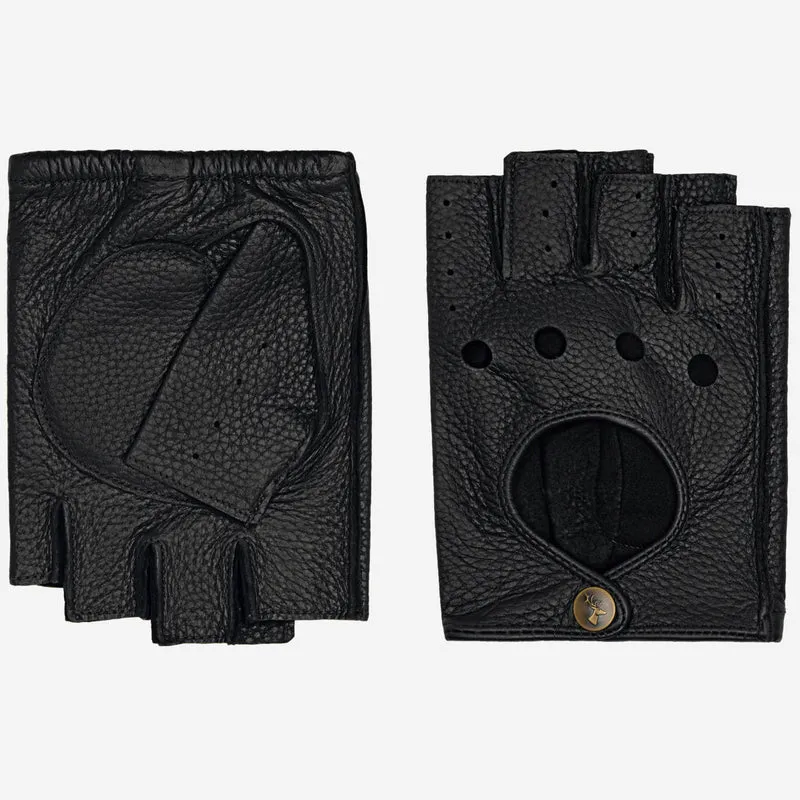 Robyn (black) – Luxurious women's fingerless driving gloves made of American deerskin leather