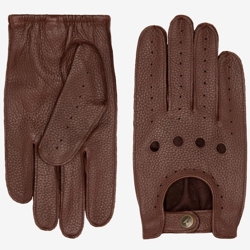 Marley (brown) – Luxurious women's driving gloves made of American deerskin leather