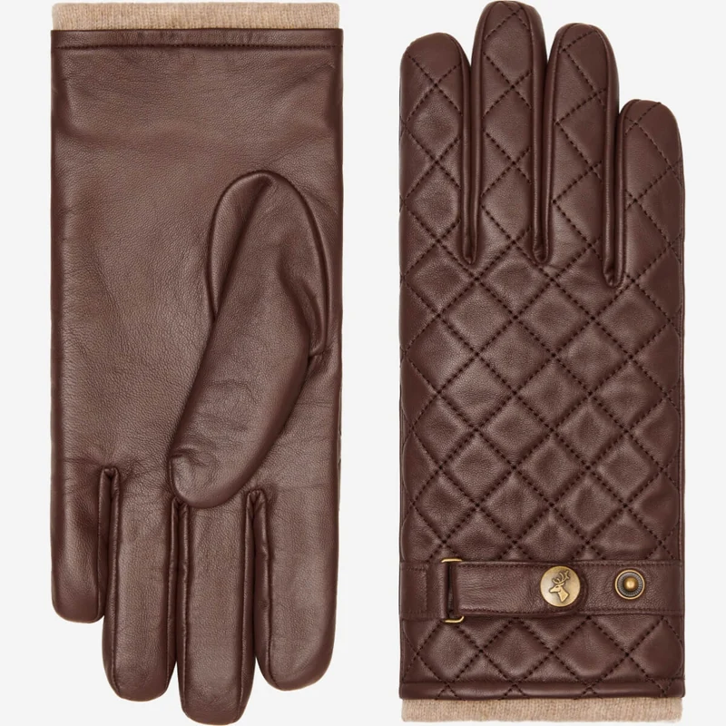 Smith (brown) - Sheepskin leather gloves with snap closure & touchscreen feature