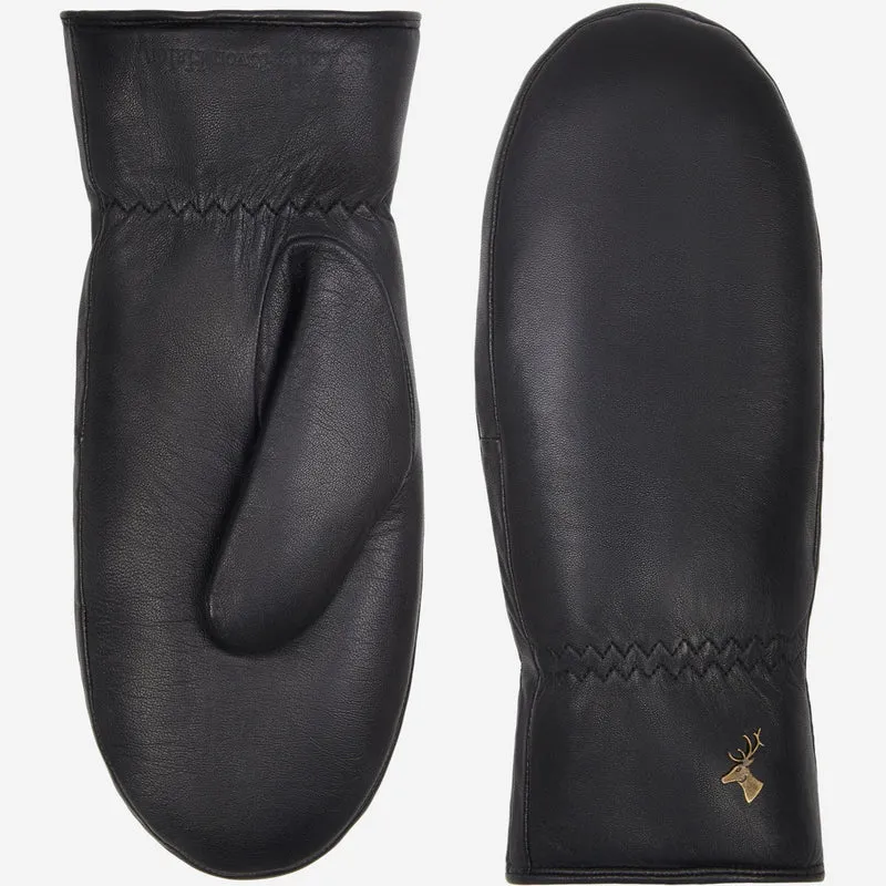Mia (black) – Stylish leather mittens with luxurious lambswool lining & touchscreen feature