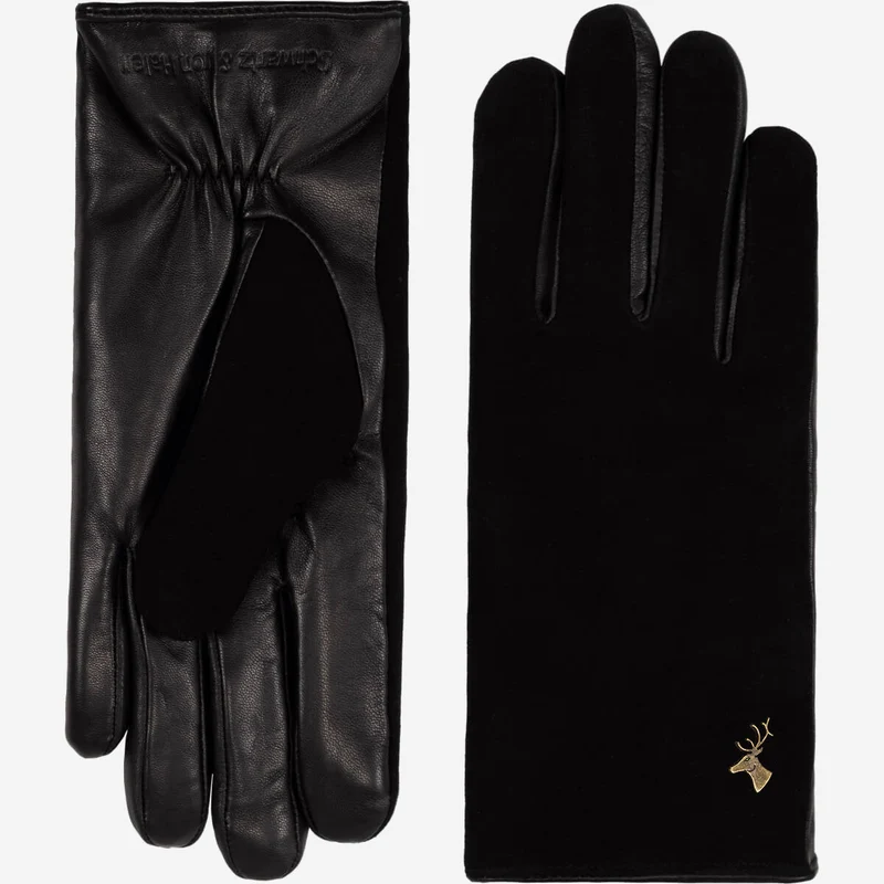 Nora (black) - Sheepskin leather gloves with faux fur lining & touchscreen feature