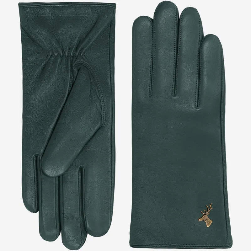 Ivy (dark green) - Sheepskin leather gloves with wool/cashmere lining & touchscreen feature