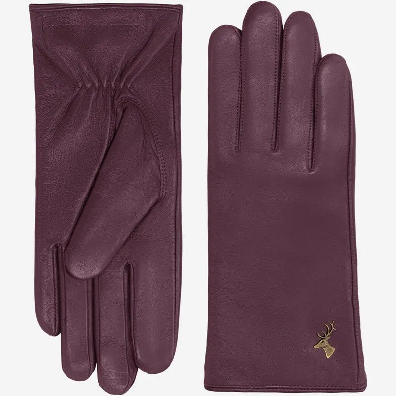 Ivy (purple) - Sheepskin leather gloves with wool/cashmere lining & touchscreen feature