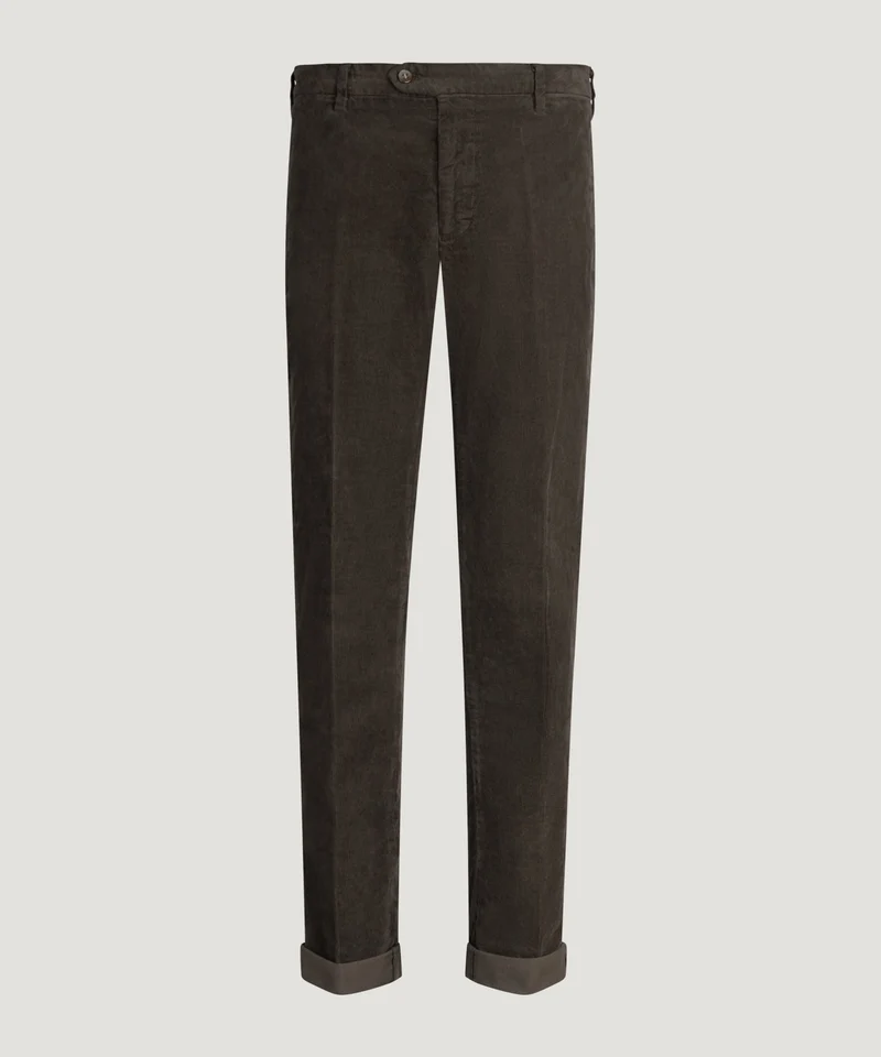 New York Style chino corduroy katoen stretch donkerbruin
