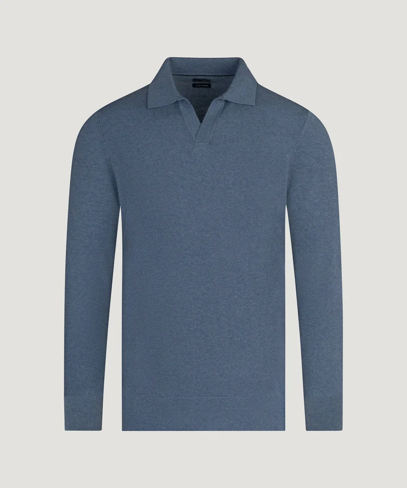 Long sleeve riva buttonless polo Cotton Cashmere blauw