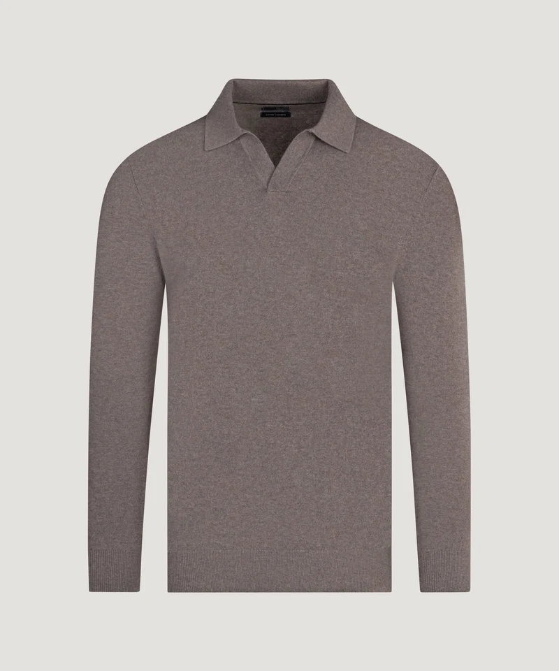 Long sleeve riva buttonless polo Cotton Cashmere bruin