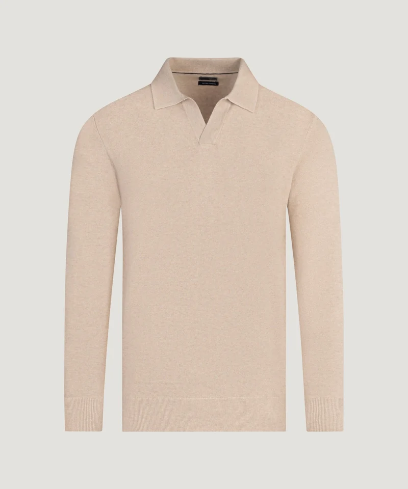 Long sleeve riva buttonless polo Cotton Cashmere beige
