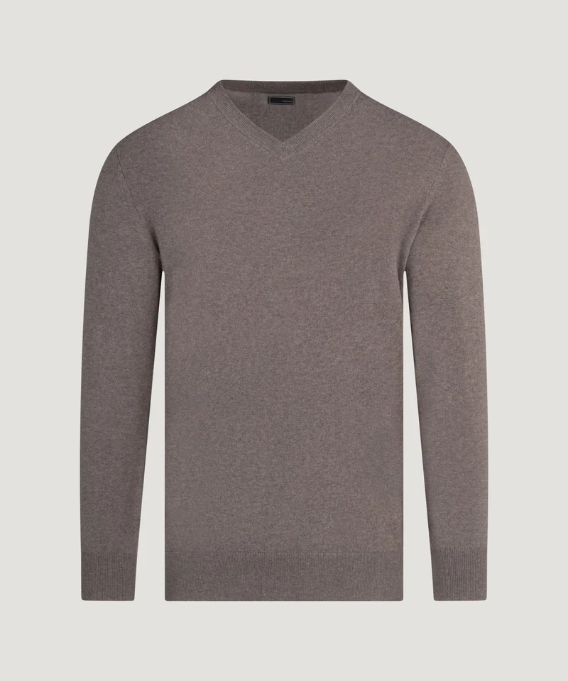 V-neck trui Cotton Cashmere bruin