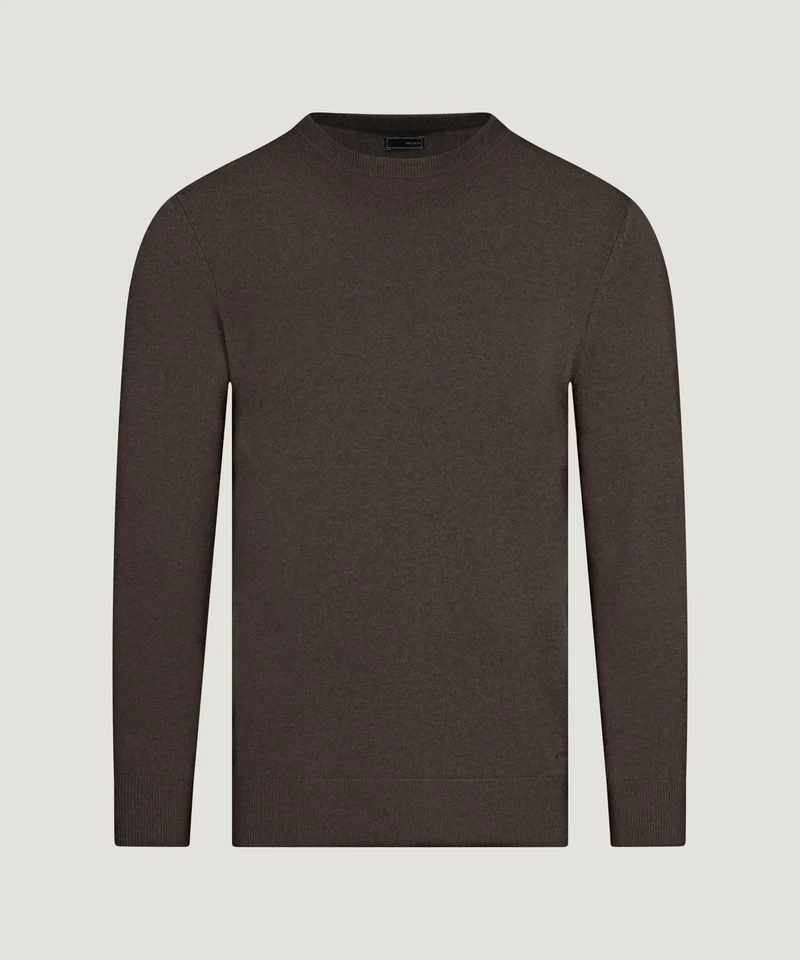 Crewneck trui Cotton Cashmere donkerbruin
