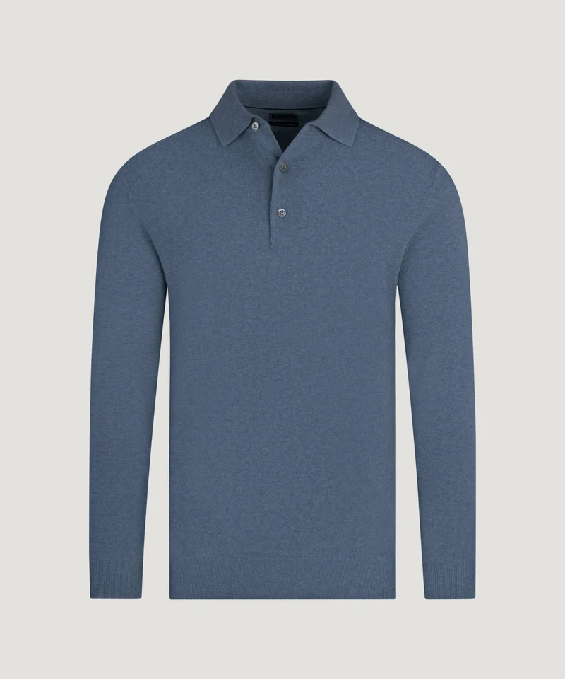 Long sleeve polo Cotton Cashmere blauw
