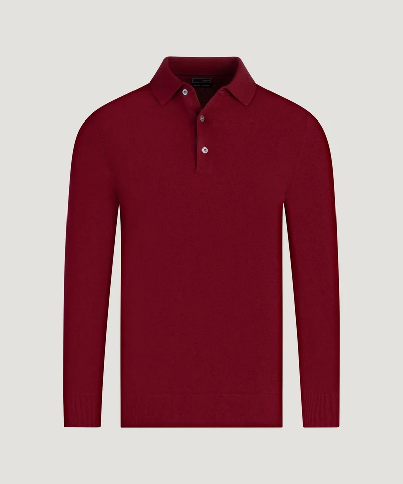 Long sleeve polo Cotton Cashmere donkerrood