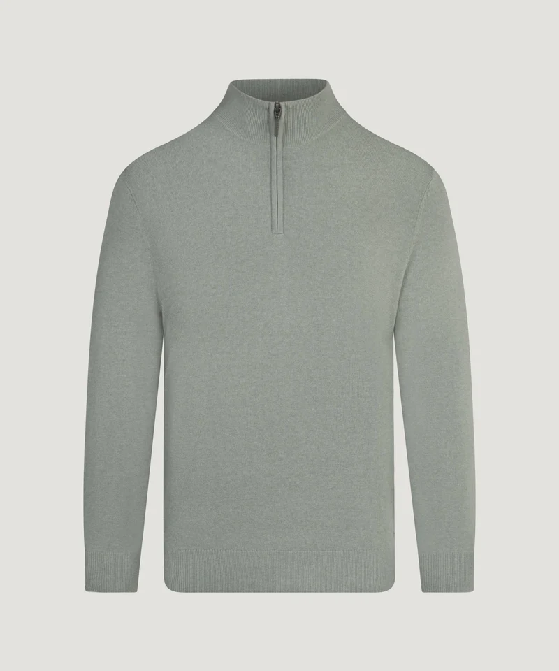 Half-zip trui Cotton Cashmere saliegroen