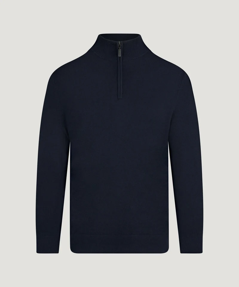 Half-zip trui Cotton Cashmere donkerblauw