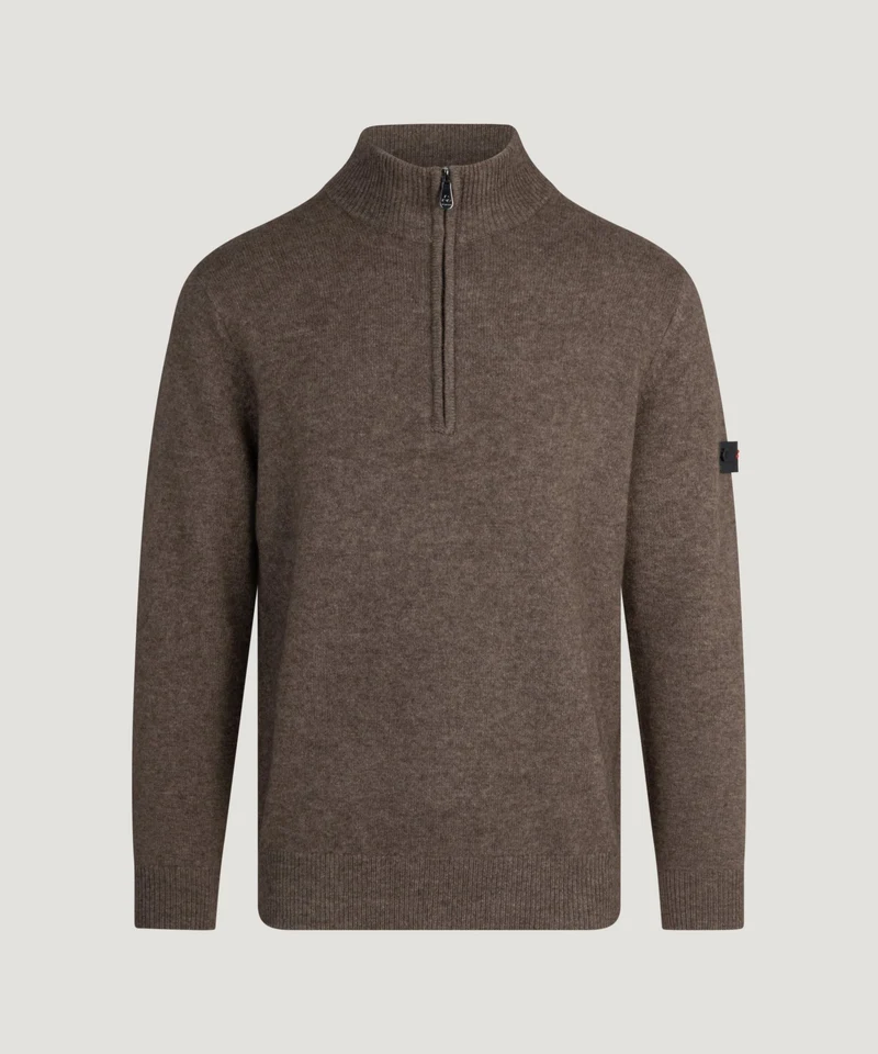 Trebe half-zip trui wol/yakwol donkerbruin