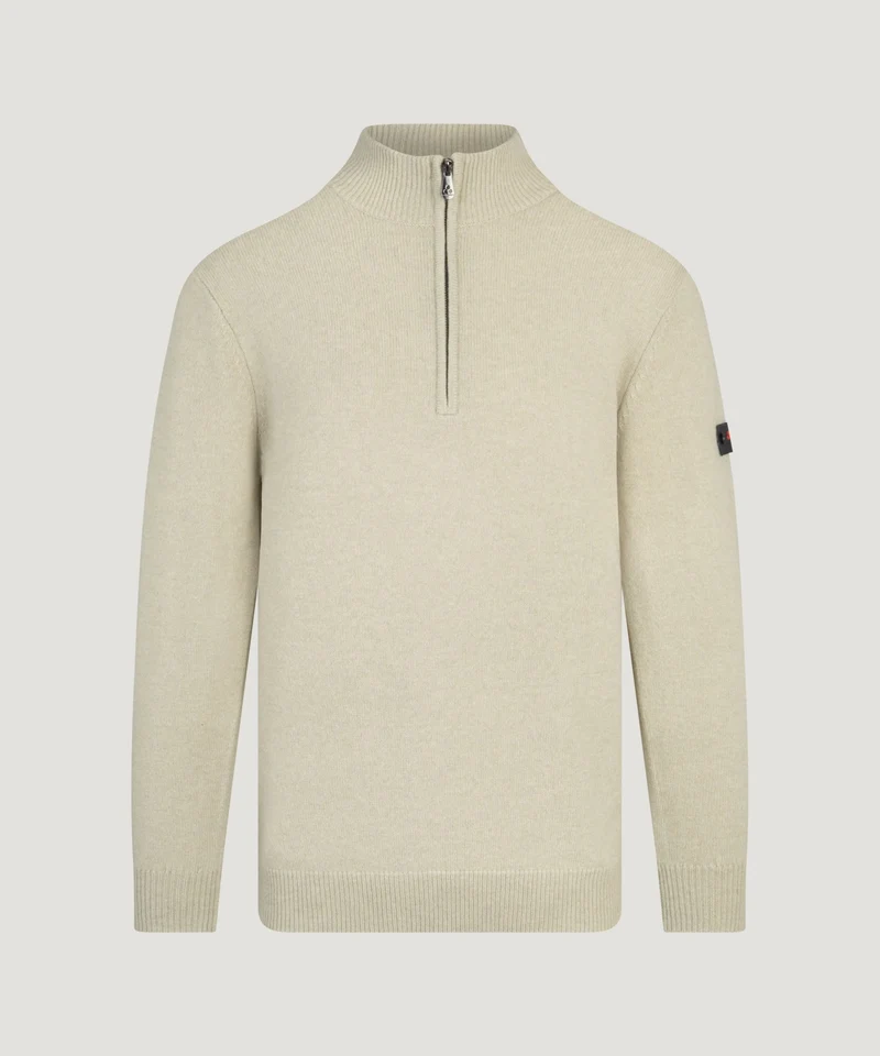 Trebe half-zip trui wol/yakwol lichtgroen