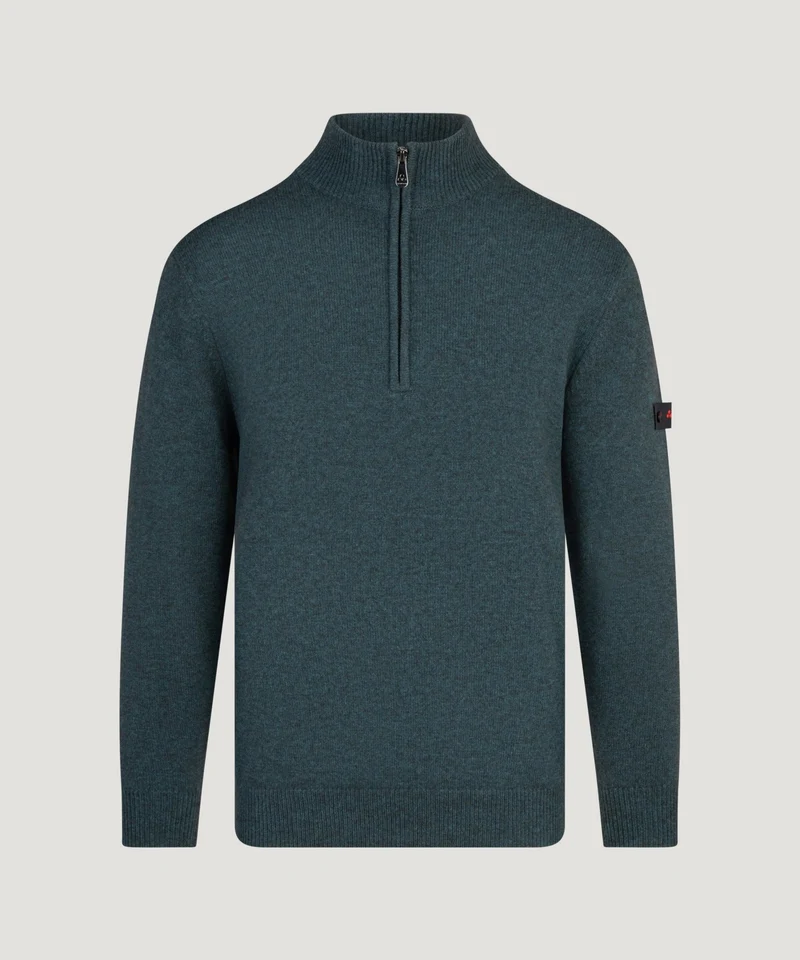 Trebe half-zip trui wol/yakwol teal