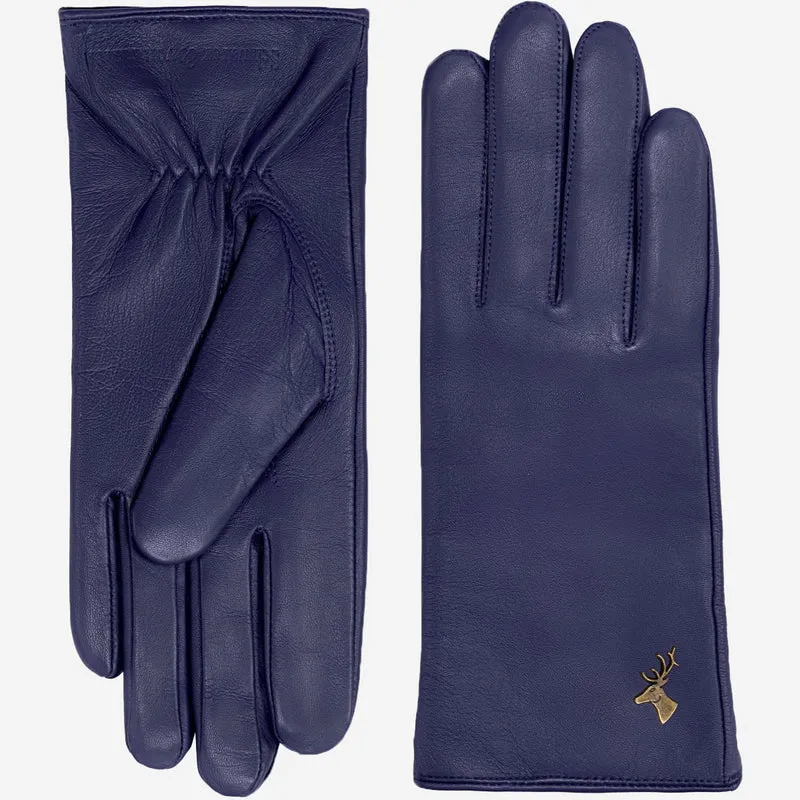 Ivy (blue) – Sheepskin leather gloves with wool/cashmere lining & touchscreen feature