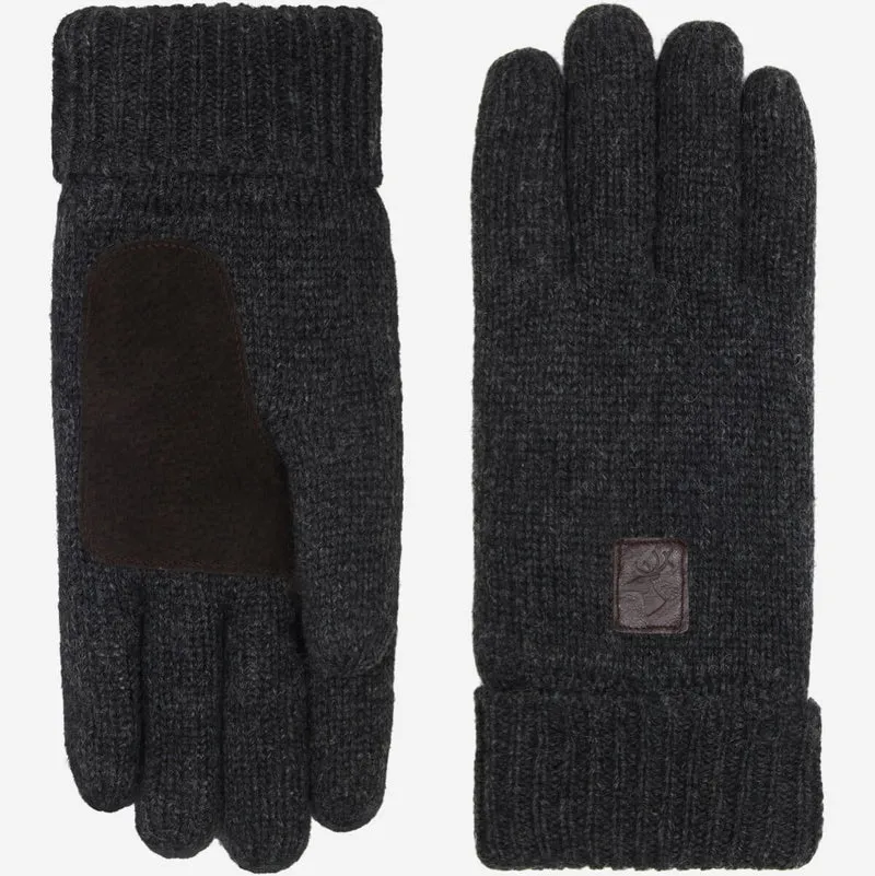 Hudson (dark grey) - Knitted gloves from Shetland wool with warm fleece lining