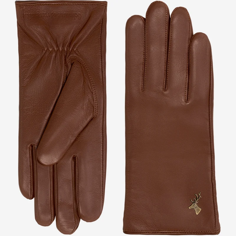 Ivy (brown) - Sheepskin leather gloves with wool/cashmere lining & touchscreen feature