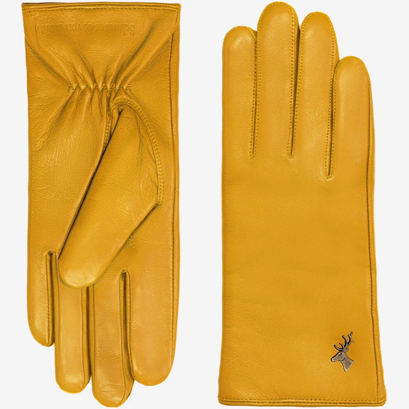 Ivy (yellow) - Sheepskin leather gloves with wool/cashmere lining & touchscreen feature