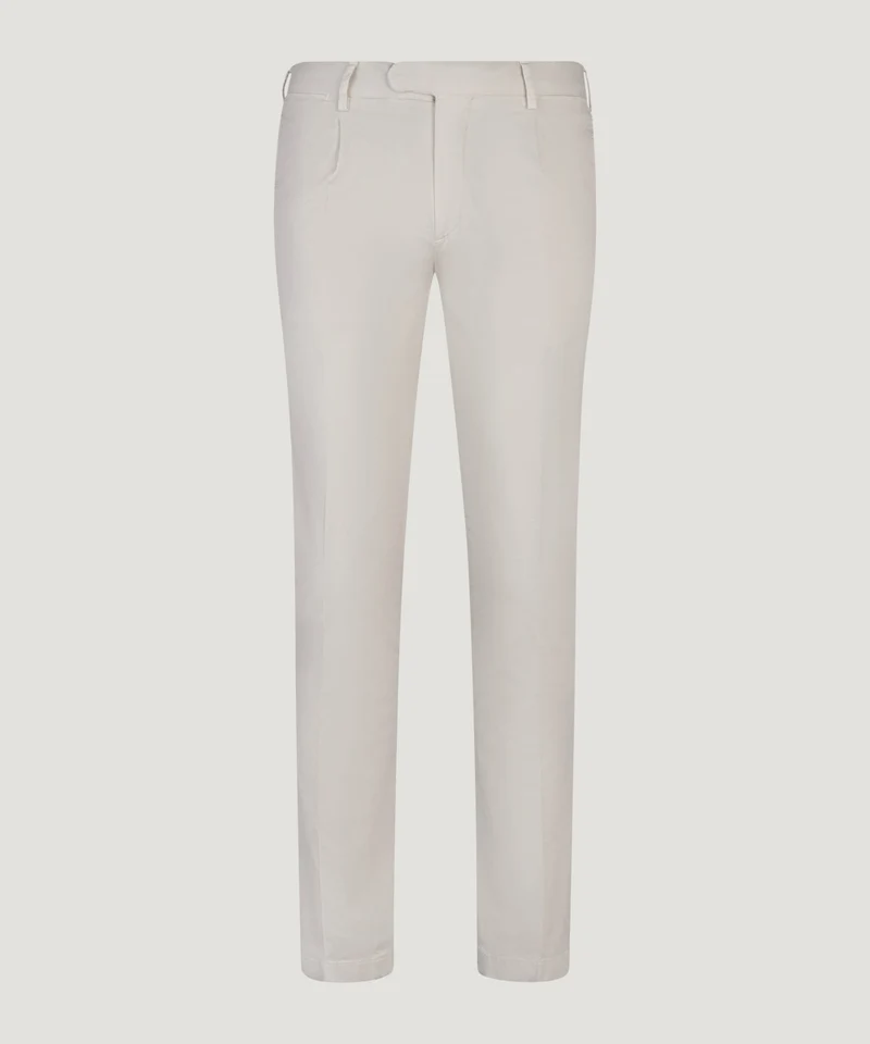 Chino slim 1 pleat katoen stretch beige