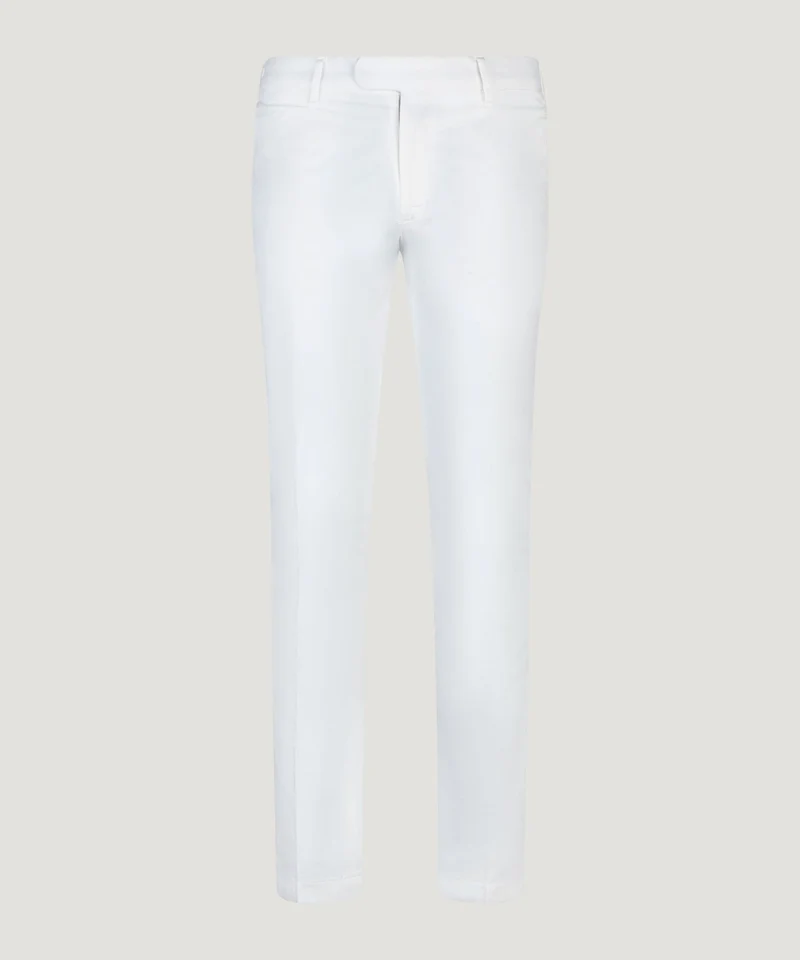Chino slim 1 pleat katoen stretch wit