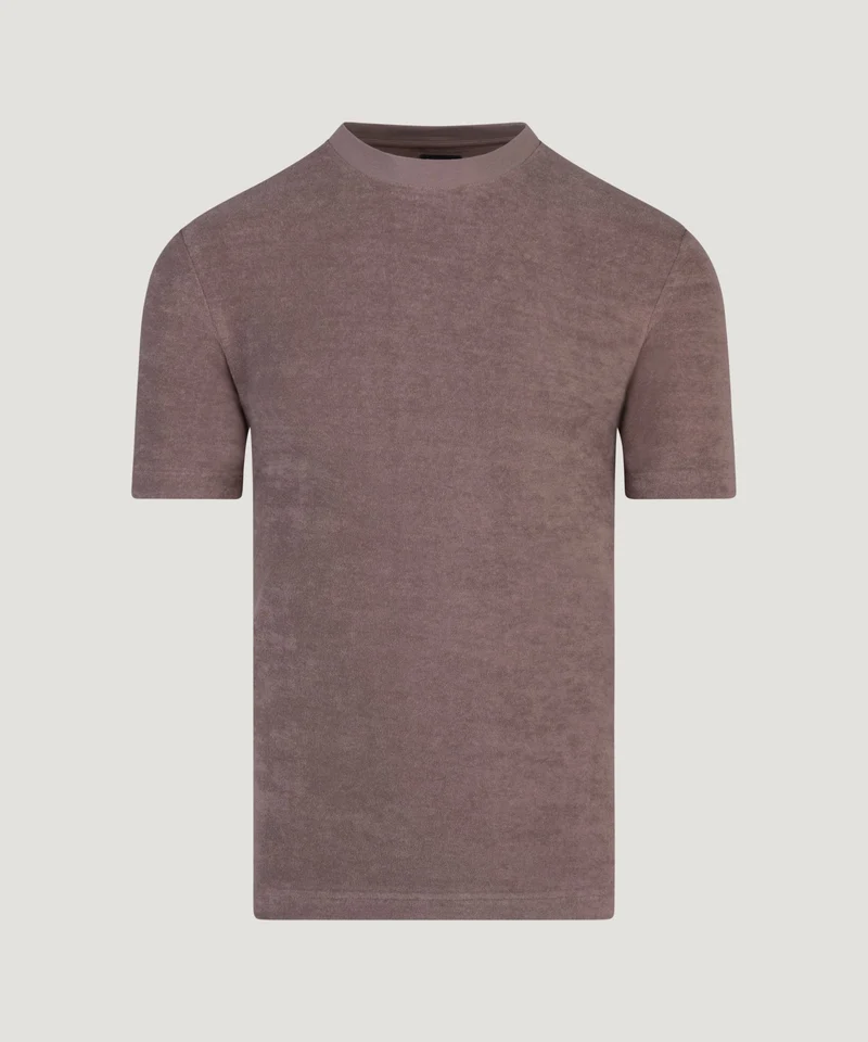 T-shirt katoen French terry bruin
