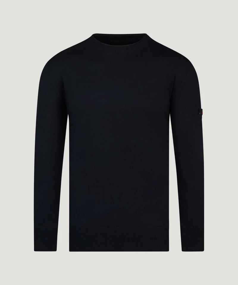 Caliper knitted trui katoen donkerblauw