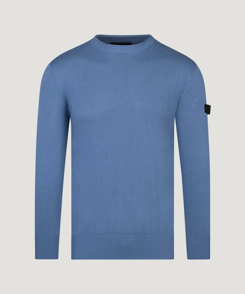 Caliper knitted trui katoen blauw