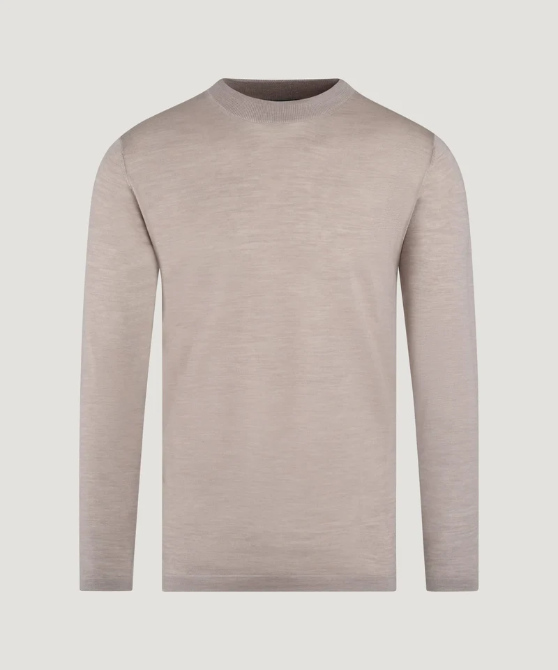 Trui crewneck extra fine merino taupe