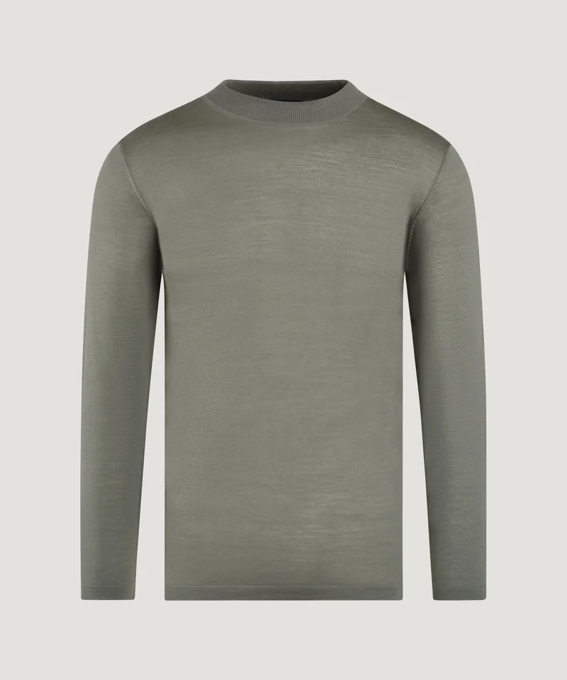 Trui crewneck extra fine merino groen
