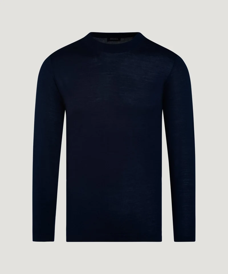 Trui crewneck extra fine merino donkerblauw