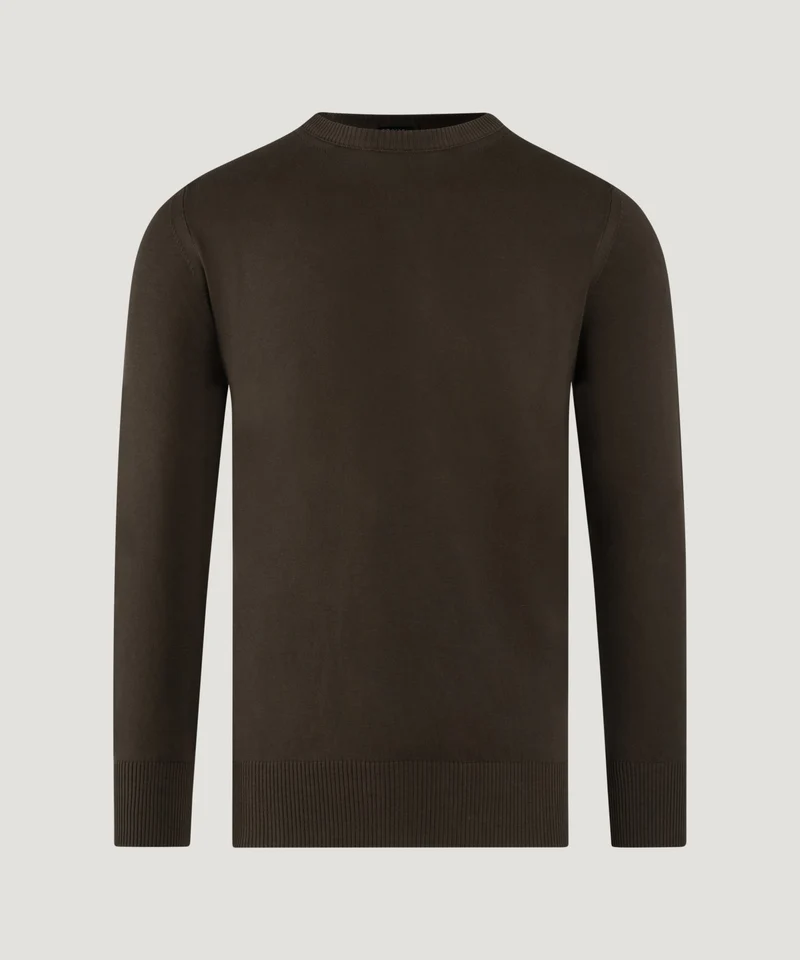 Trui crewneck Cool Cotton garment-dyed donkerbruin