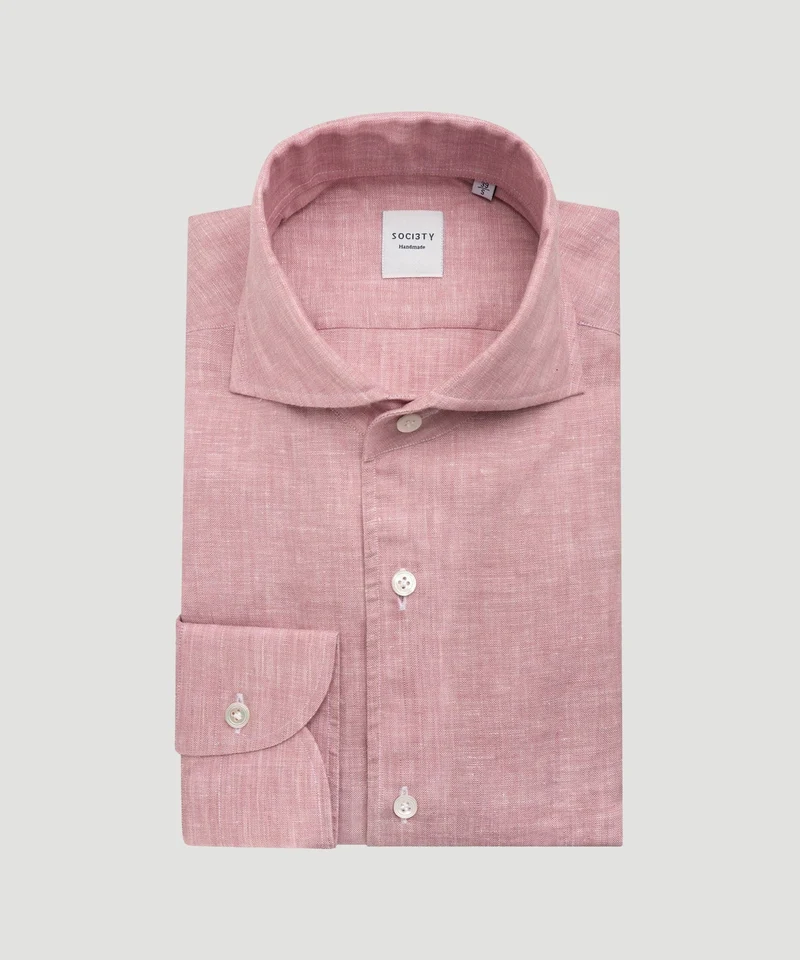 Overhemd gewassen linnen roze