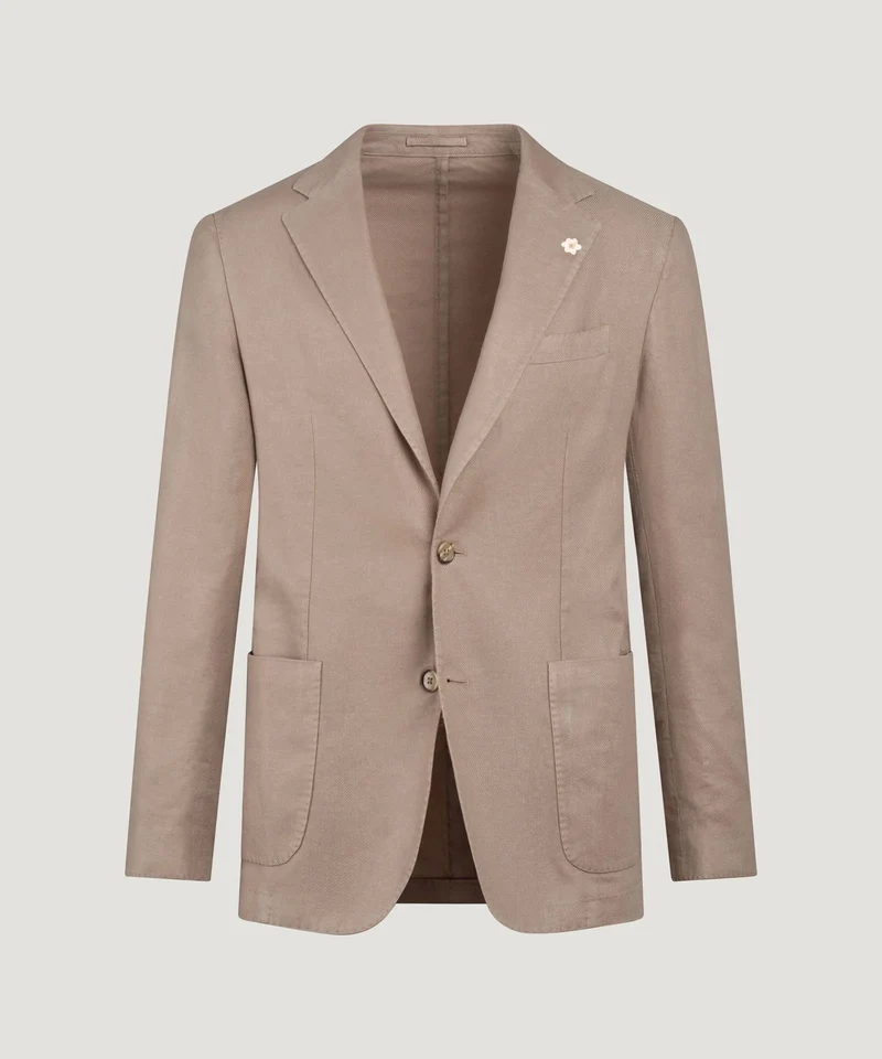 Colbert garment-dyed linnen/katoen twill taupe