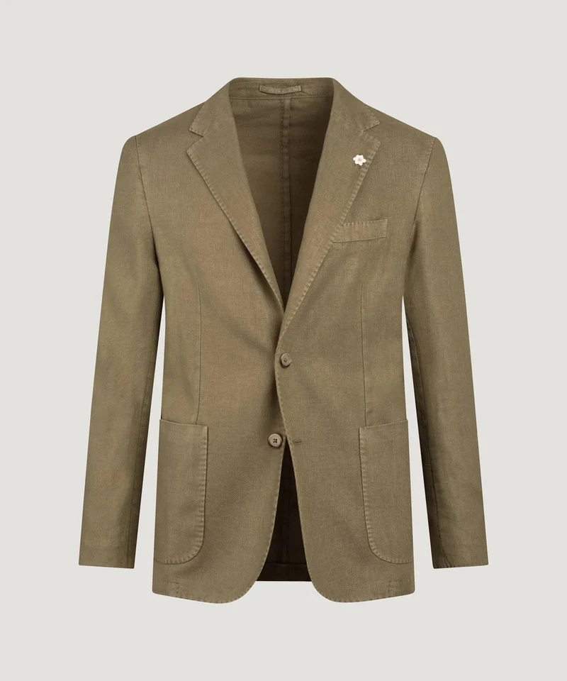 Colbert garment-dyed linnen/katoen twill groen