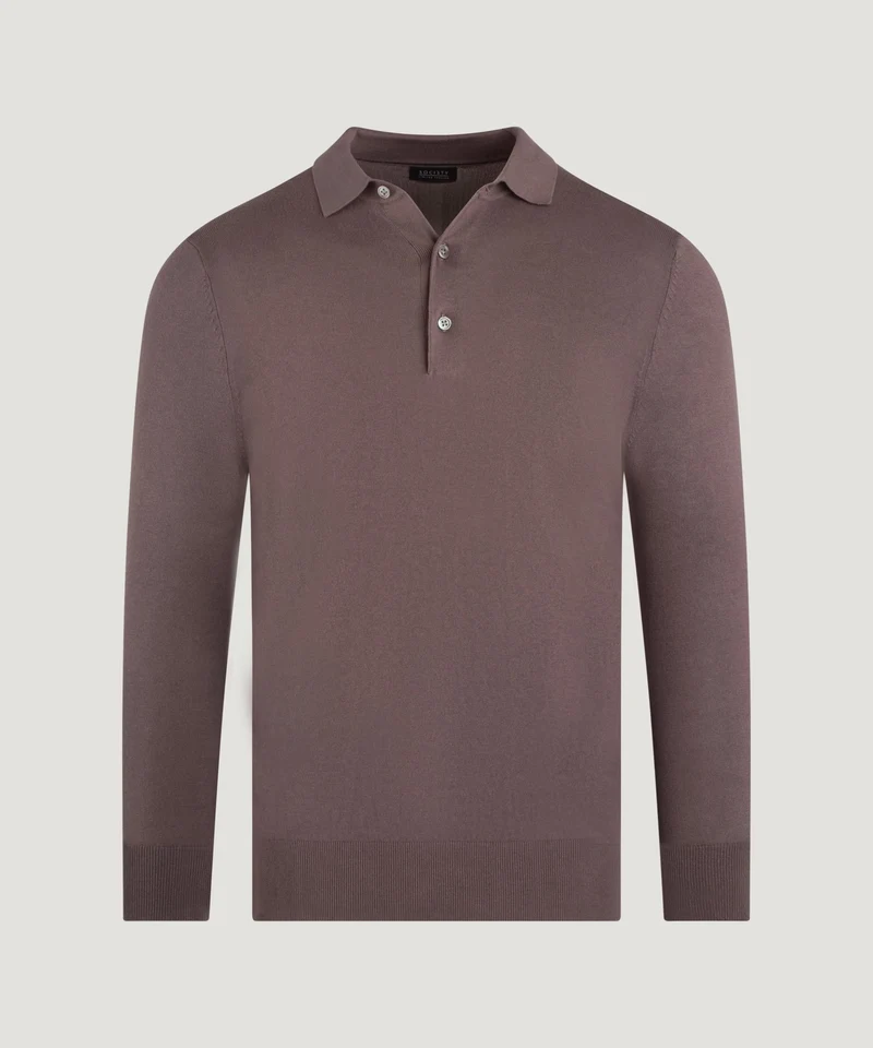 Long sleeve polo Cotton Cashmere oxblood