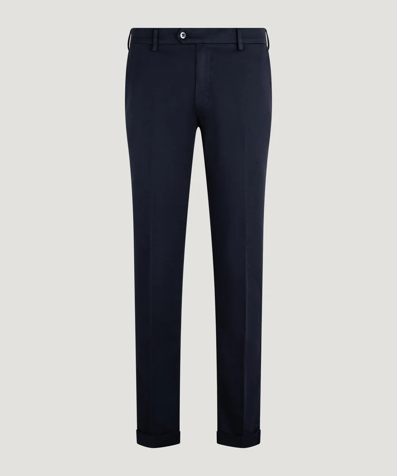 New York Style knitted chino katoen stretch donkerblauw
