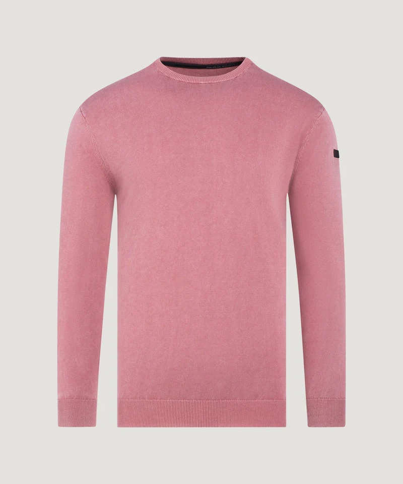 Round knit trui garment dyed roze
