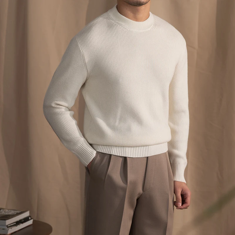 TexturaKnit Heren Structuurtrui – Luxe Gebreide Trui Met Ronde Hals