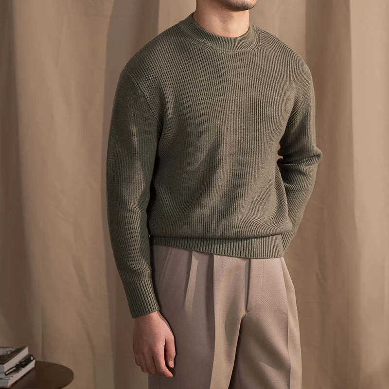 TexturaKnit Heren Structuurtrui – Luxe Gebreide Trui Met Ronde Hals
