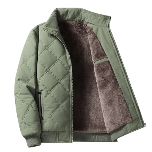 DiamondRuit Herenjas – Luxe Geruite Winterjas Met Warme Fleece Voering