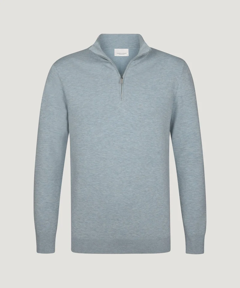 Luxury basic half-zip trui blauw