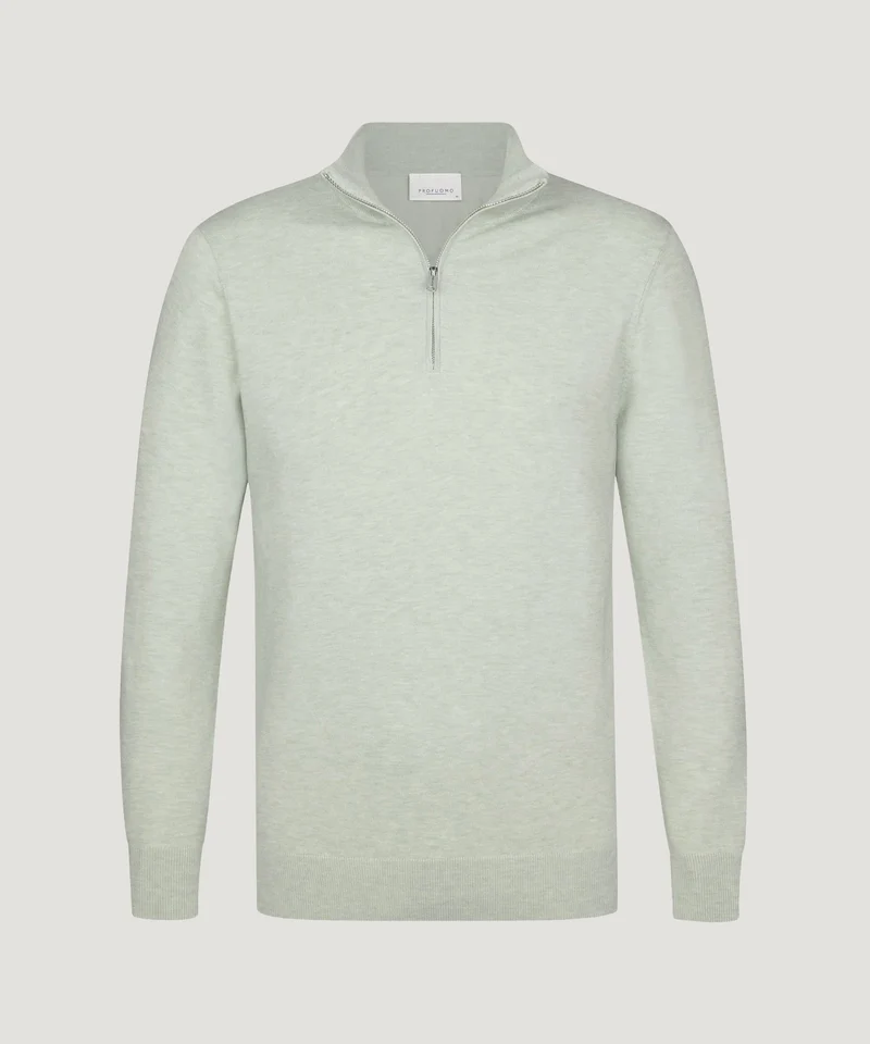 Luxury basic half-zip trui lichtgroen