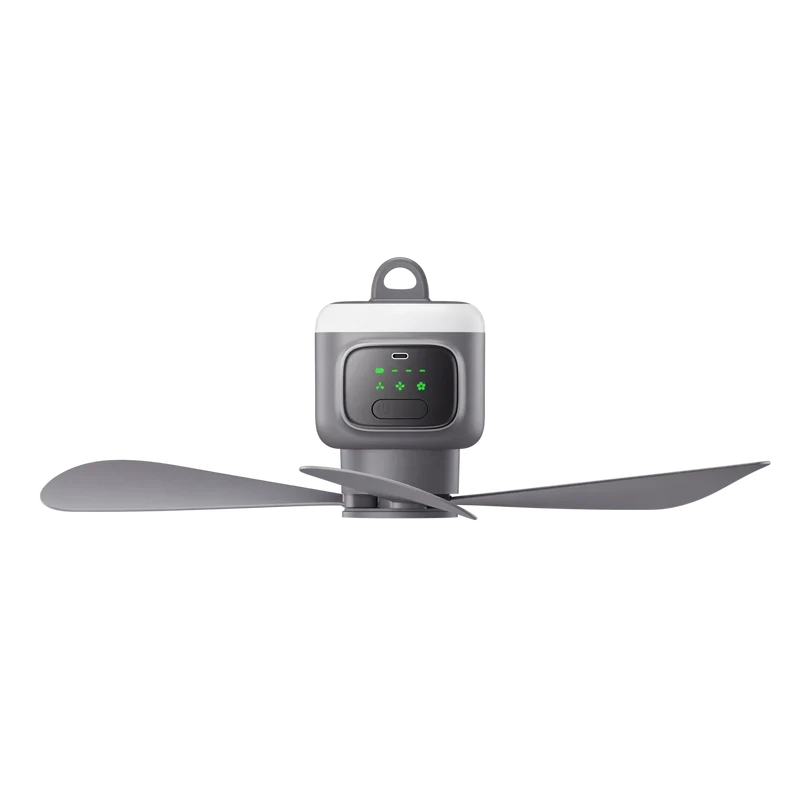 Plafondventilator - oplaadbaar met LED-lamp voor camping - 12.000 mAh
