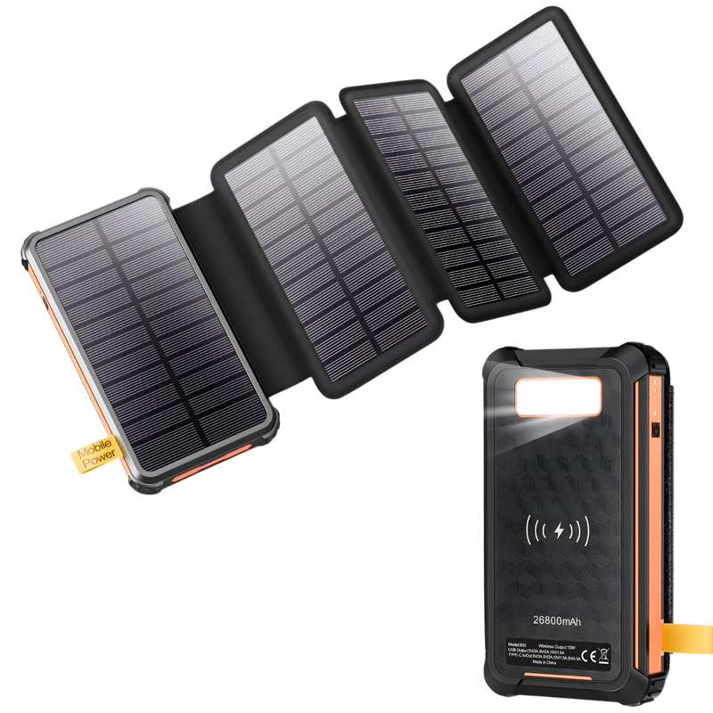 Solar Powerbank 32.000 mAh 22,5W met draadloos opladen