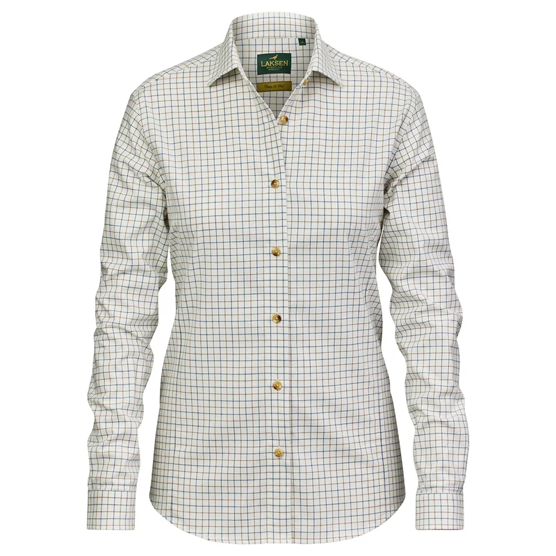 Laksen Saga, damesblouse van katoen/wol, stretch