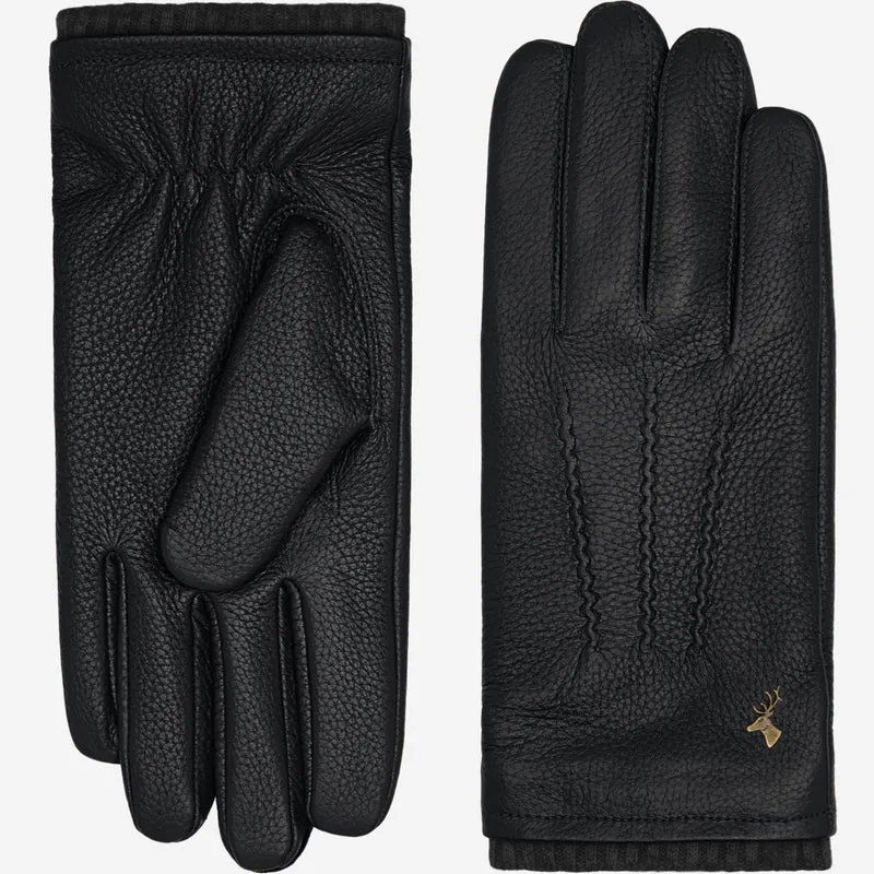 Columbus (black) – Luxurious deerskin (American deerskin) leather gloves with warm wool lining