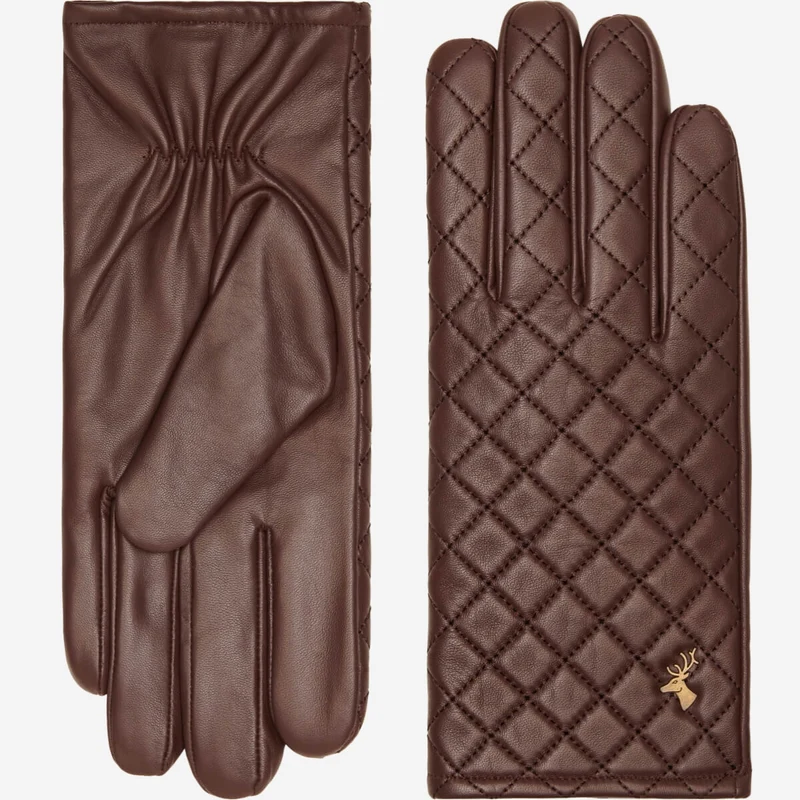 Kira (brown) - Sheepskin leather gloves with wool/cashmere lining & touchscreen feature