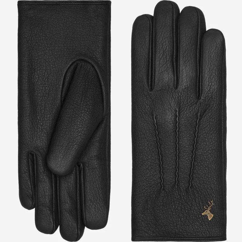 Julia (black) - Goatskin leather gloves with luxury faux fur lining & touchscreen feature